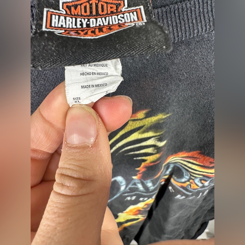Harley Davidson Black Cropped T Shirt sz XL - Picture 5 of 5